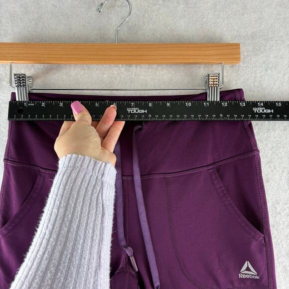 Reebok Plum Purple Leggings Pockets Women's Small Drawstring Active Workout Gym - Picture 4 of 8